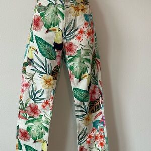 Zara Red and Green Patterned Pants